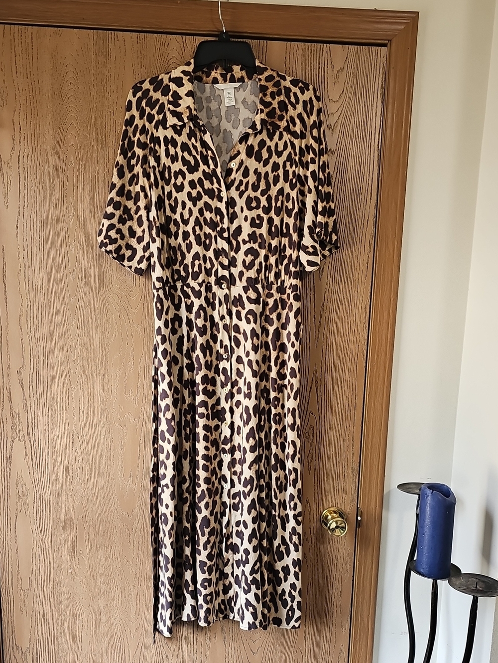 Sale...H&M Leopard Print Midi Shirt Dress - Brown/Cream
